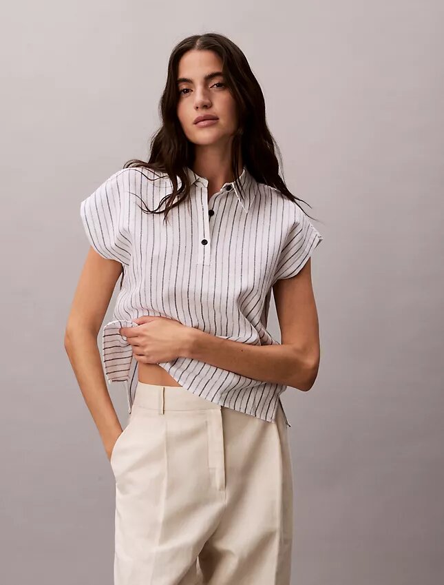 Linen Blend Short Sleeve Top Linen Blend Short Sleeve Top