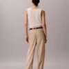 Linen Blend Tailored Wide Leg Pants