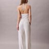 Linen Blend Tailored Wide Leg Pants