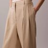 Linen Blend Tailored Wide Leg Pants