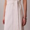 Linen Blend V-Neck Sleeveless Belted Dress