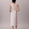 Linen Blend V-Neck Sleeveless Belted Dress