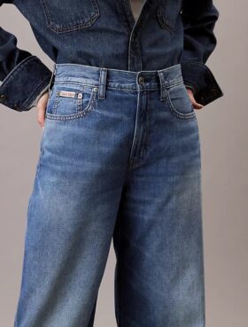 Linen Blend Wide Leg Jeans