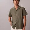 Linen Cotton Short Sleeve Button-Down Shirt