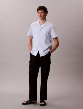 Linen Cotton Short Sleeve Button-Down Shirt