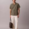 Linen Cotton Short Sleeve Button-Down Shirt