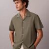 Linen Cotton Short Sleeve Button-Down Shirt