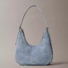 Logo Denim Crescent Crossbody Bag