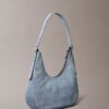 Logo Denim Crescent Crossbody Bag
