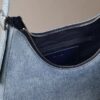 Logo Denim Crescent Crossbody Bag