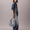 Logo Denim Crescent Crossbody Bag