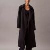 Long Wool Twill Blend Trench Coat