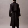 Long Wool Twill Blend Trench Coat