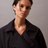 Long Wool Twill Blend Trench Coat