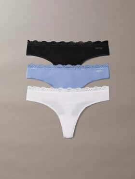 Microfiber Stretch with Lace 3-Pack Thong