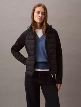 Mixed Media Puffer Jacket