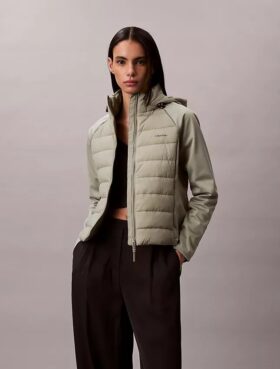 Mixed Media Puffer Jacket