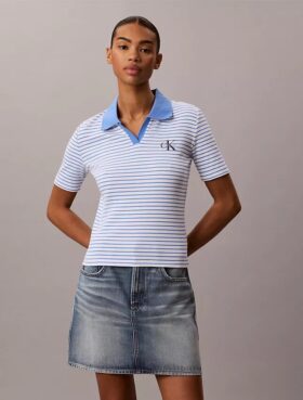 Monologo Stripe Rib Polo T-Shirt