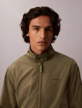 Nylon Grid Bomber Jacket