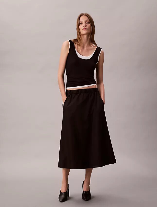 Nylon Midi Pull-On Skirt Nylon Midi Pull-On Skirt