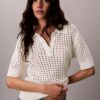 Open Stitch Sweater Polo Shirt