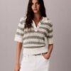 Open Stitch Sweater Polo Shirt