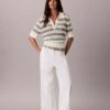 Open Stitch Sweater Polo Shirt