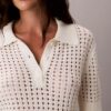 Open Stitch Sweater Polo Shirt