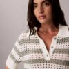 Open Stitch Sweater Polo Shirt