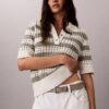 Open Stitch Sweater Polo Shirt