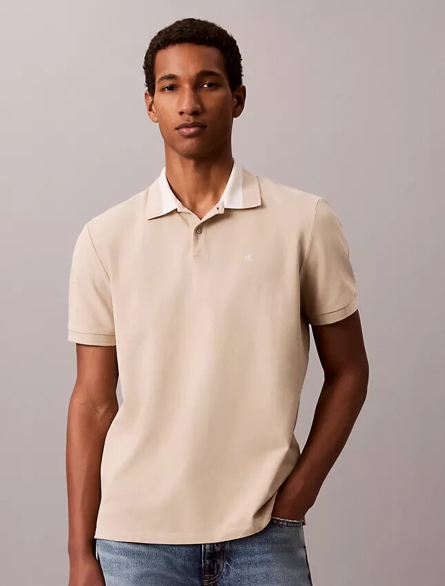 Pique Colorblock Collar Polo Shirt Pique Colorblock Collar Polo Shirt