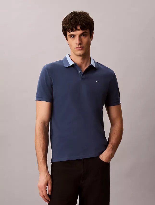 Pique Colorblock Collar Polo Shirt Pique Colorblock Collar Polo Shirt