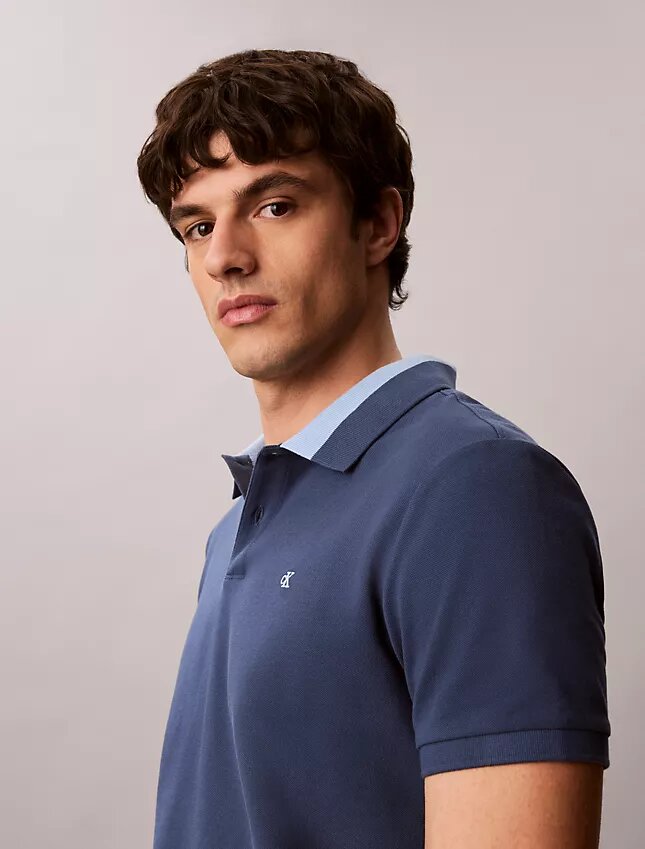Pique Colorblock Collar Polo Shirt Pique Colorblock Collar Polo Shirt