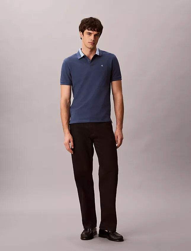 Pique Colorblock Collar Polo Shirt Pique Colorblock Collar Polo Shirt