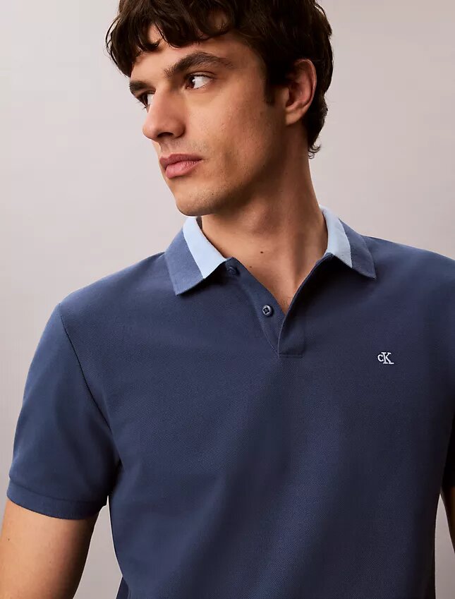 Pique Colorblock Collar Polo Shirt Pique Colorblock Collar Polo Shirt