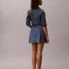 Pleated Denim Mini Skirt