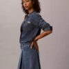 Pleated Denim Mini Skirt