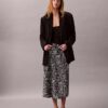 Printed Satin Midi Skirt