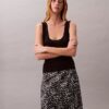 Printed Satin Midi Skirt