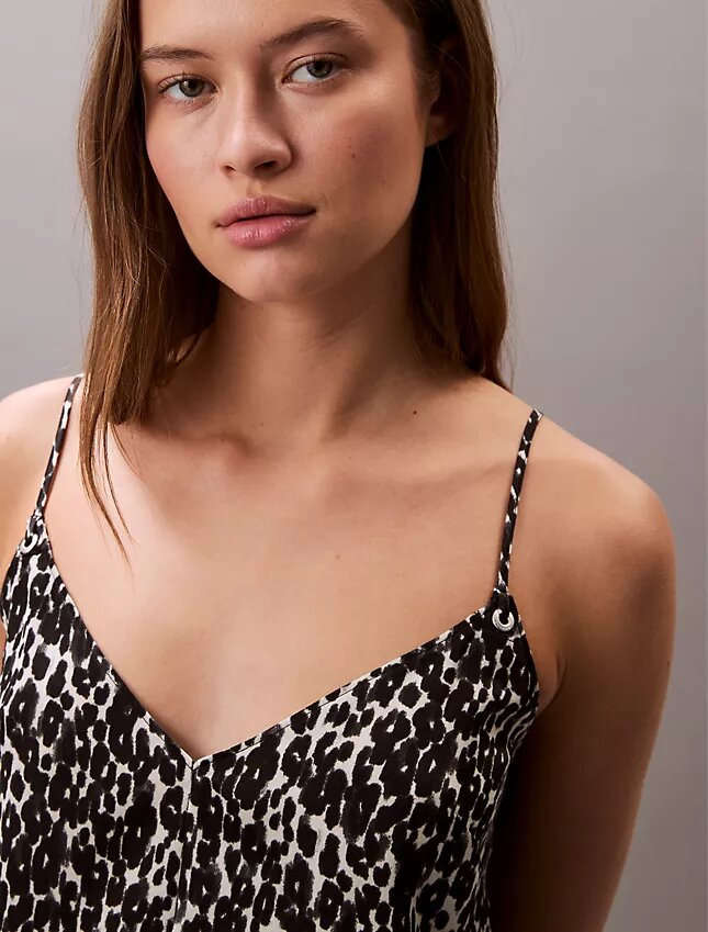 Printed Satin Mini Slip Dress Printed Satin Mini Slip Dress