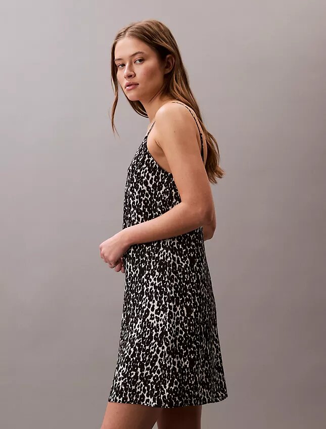 Printed Satin Mini Slip Dress Printed Satin Mini Slip Dress