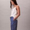 Printed Viscose Twill Wide Leg Pants