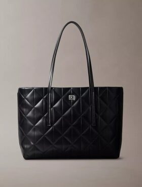 Quilted Emblem Logo Small Tote Bag