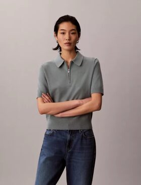 Relaxed Knit Polo Sweater