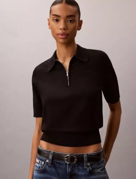Relaxed Knit Polo Sweater