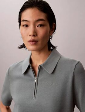 Relaxed Knit Polo Sweater