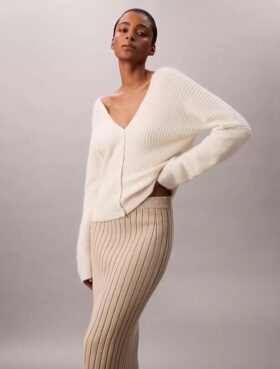 Rib Cotton Midi Skirt