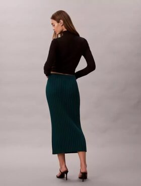 Rib Cotton Midi Skirt