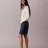 Roll Hem A-Line Denim Shorts