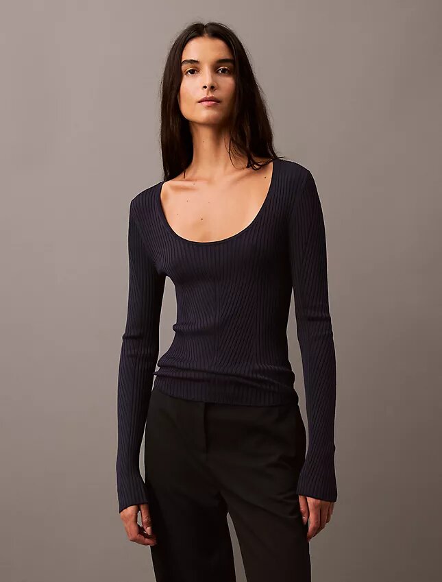 Scoop Neck Rib Sweater Scoop Neck Rib Sweater